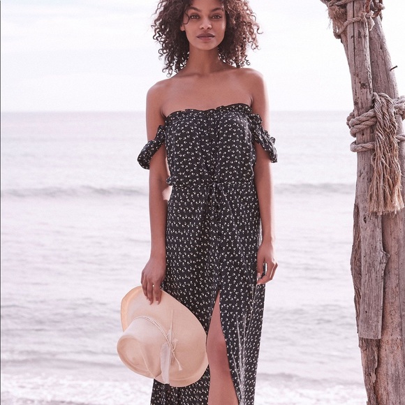 Auguste Button Down Dress Black Flowers - Picture 3 of 12